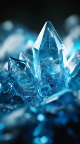 Macro study of luminous blue quartz crystals in shallow focus