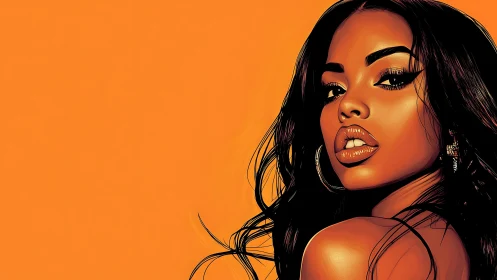 Digital portrait depicts woman in three-quarter profile view