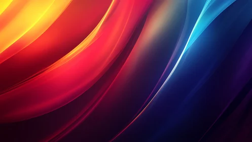 Curved multicolor light bands form layered diagonal ribbons