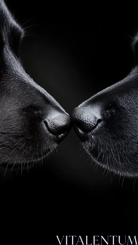 Two Noses Touch in Perfect Black and White Harmony