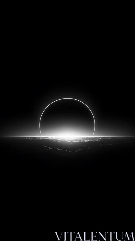 Celestial eclipse halo crowns a silent horizon of light.