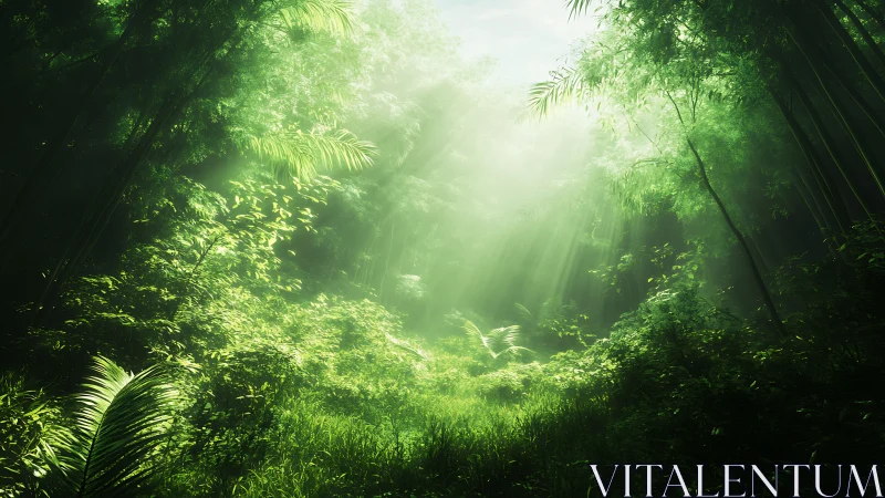 Sunlit Forest Canopy with Ray Atmospheric Lighting.