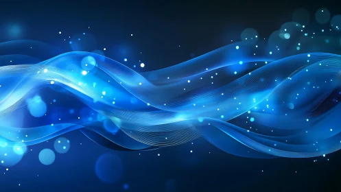 Gentle Blue Light Waves Drifting Through a Night Sky.