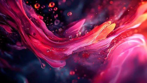 Fluid pink plasma ribbons form high-energy abstract liquid flow