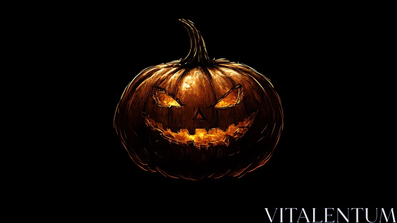 Glowing jack o lantern with a mischievous Halloween grin.