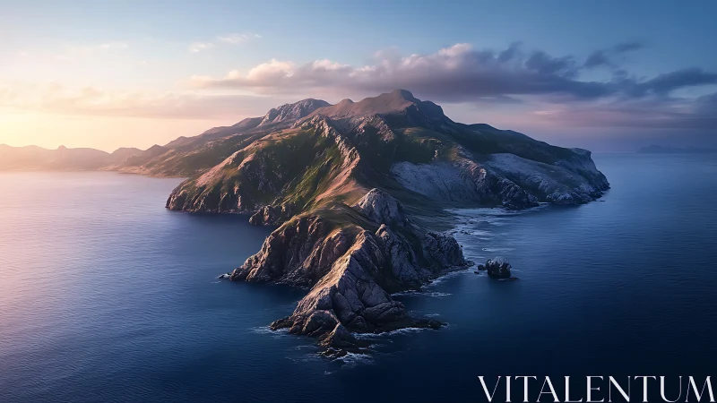 Rugged Isles Emerge from Azure Waters at Dawn.