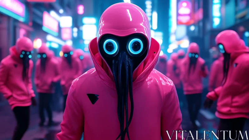 Neon plaguewalkers drift through hyperpink cyber streets.