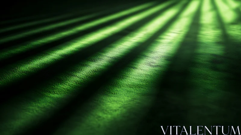 Green light rivers glide across a velvet shadowed floor