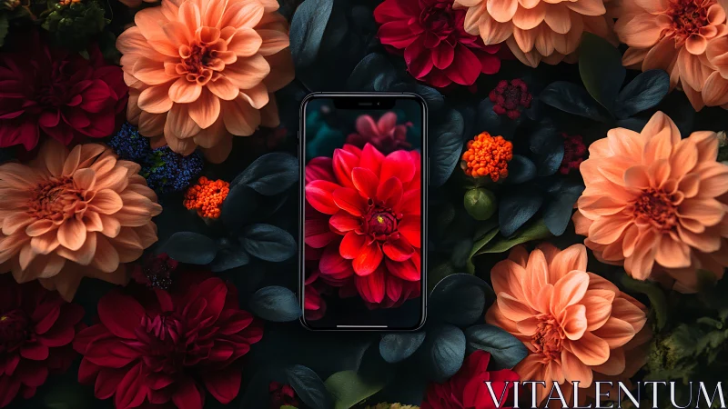 Smartphone Blooming: Garden's Digital Heart.