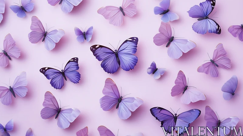 Lavender and lilac butterflies in seamless pastel flight pattern.