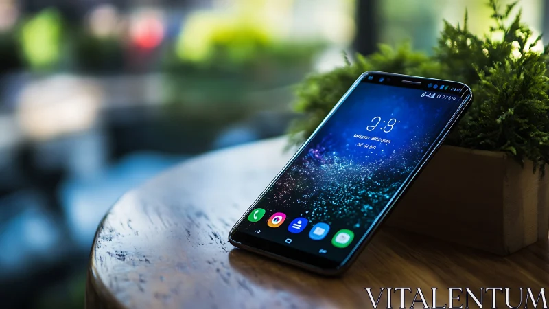 Luminous Portal: Smartphone's Digital Heartbeat in Garden Stillness.