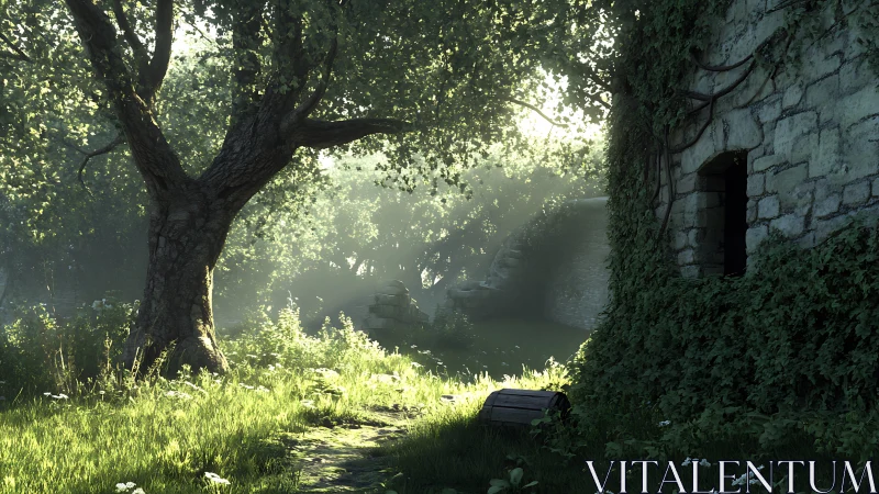 Sunlit ruins whisper softly around a forgotten forest chest