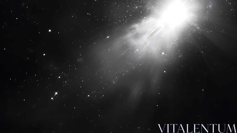 High-contrast stellar flare casting radial volumetric light rays