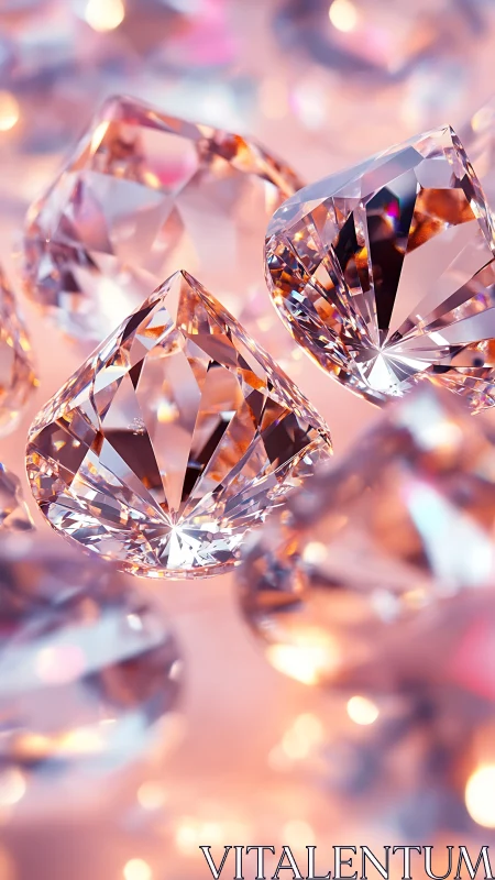 Luminous diamond chorus in rosy bokeh light cascade.