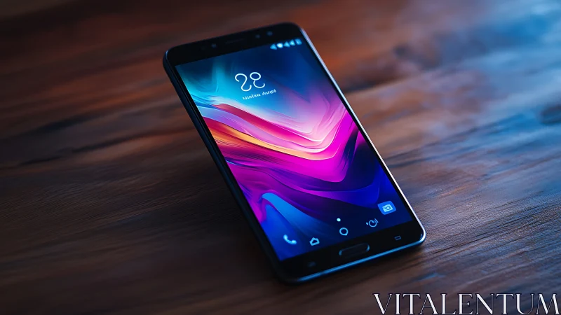 Modern smartphone displaying vibrant gradient wallpaper.