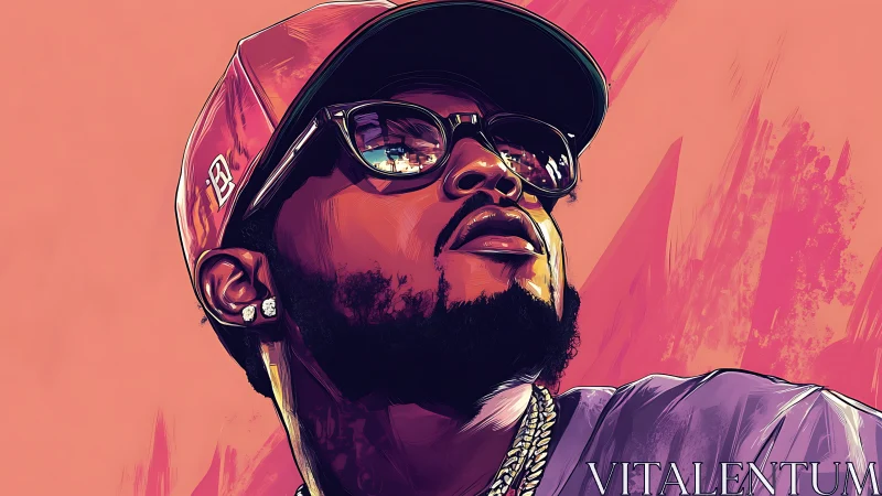 Stylish hip-hop portrait glows in bold neon colors.