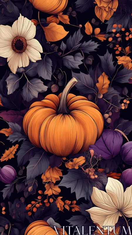 Dark Botanical Harvest: Ornamental Pumpkin Composition.