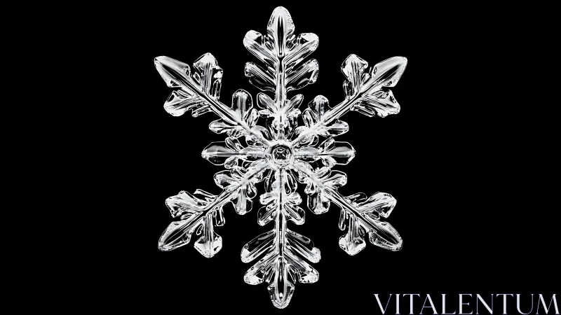 Isolated hexagonal snowflake structure appears on black background