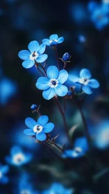 Delicate Blue Forget-Me-Nots in Selective Focus Macro Photography.