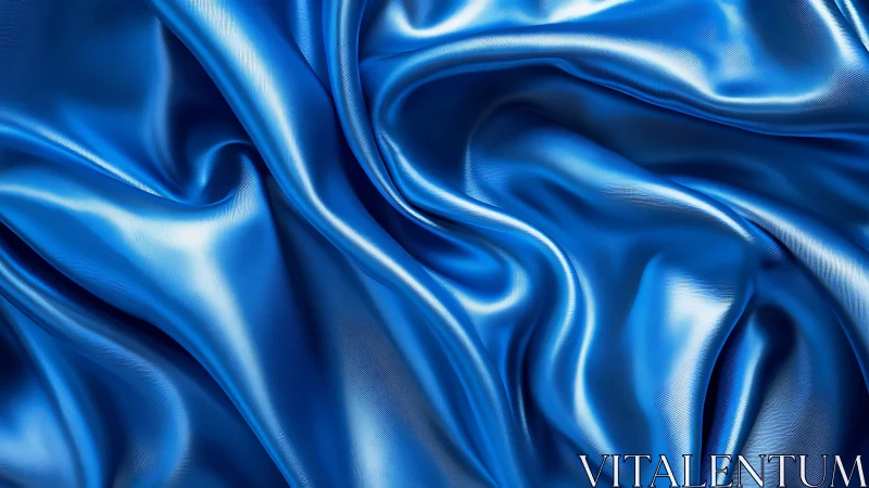 Shiny blue satin fabric with smooth folds and highlights.
