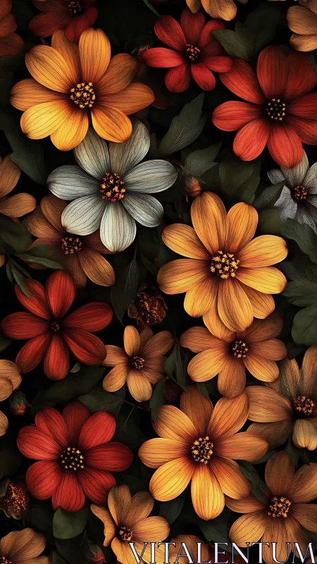 Vibrant Floral Arrangement With Red, Orange, and White Flowers