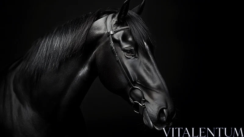 Velvet Midnight Stallion in Sculpted Shadowed Silence.