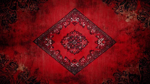 Velvet geometry whispers through a crimson ornamental diamond