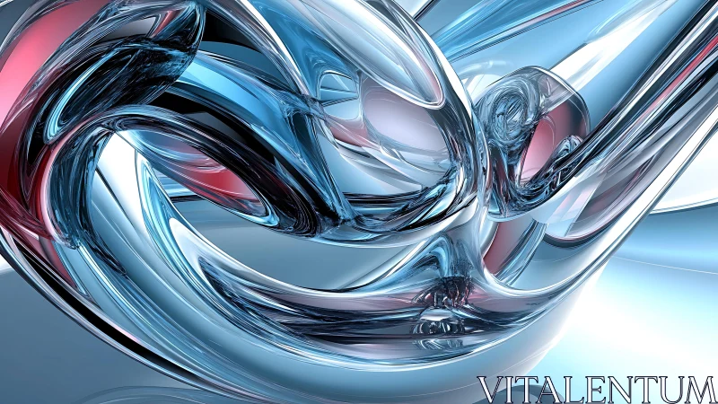 Futuristic Abstract Glass Shapes in Cool Blue and Silver Tones.