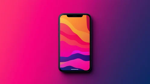 Modern Smartphone Display with Layered Gradient Wallpaper Design