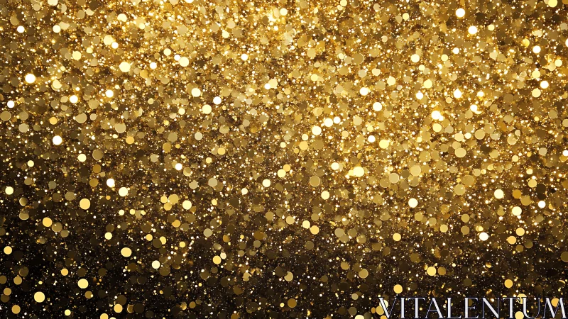 Golden bokeh glitter field with dense reflective particle spread