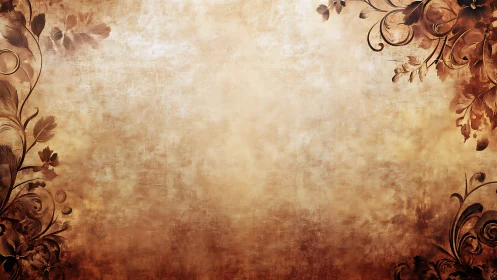 Vintage sepia floral border with textured parchment field.