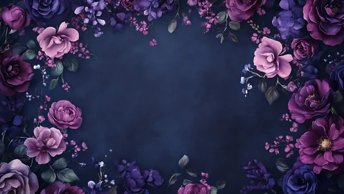 Purple Floral Border Creates Elegant Dark Backdrop.