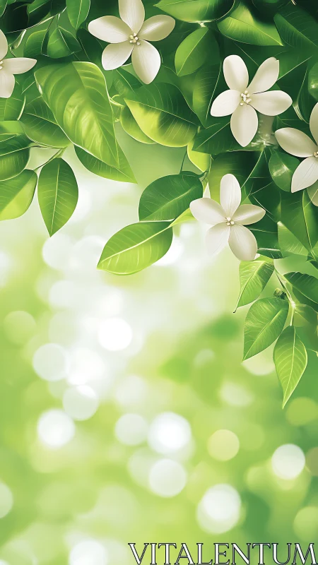 White Blossoms Dance Through Luminous Spring Foliage.