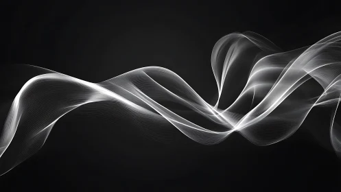 Flowing white light ribbons curve across dark space.