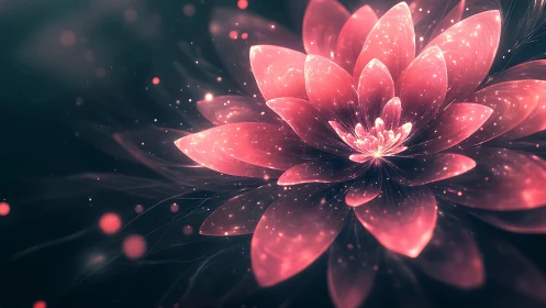 Luminescent fractal blossom with particle field diffusion.