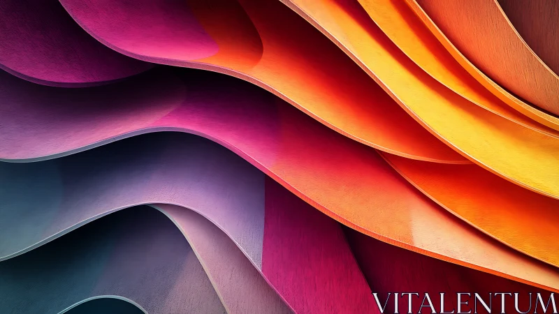 Layered chromatic ribbon surfaces form dynamic abstract waves