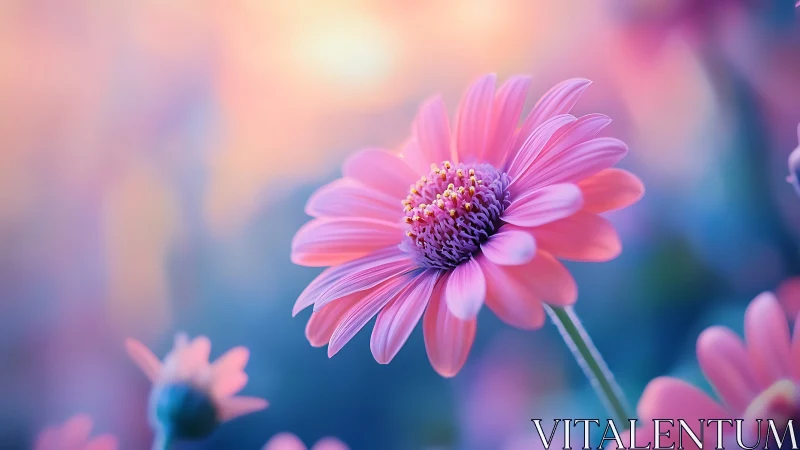 Pink Gerbera Daisy in Soft Focus Light.