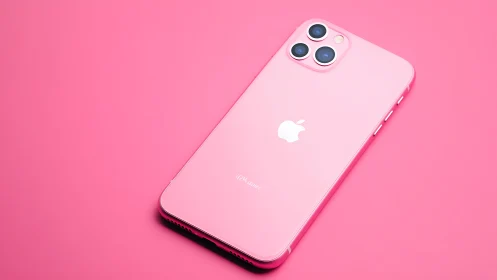 Pink iPhone Pro positioned on bright pink background