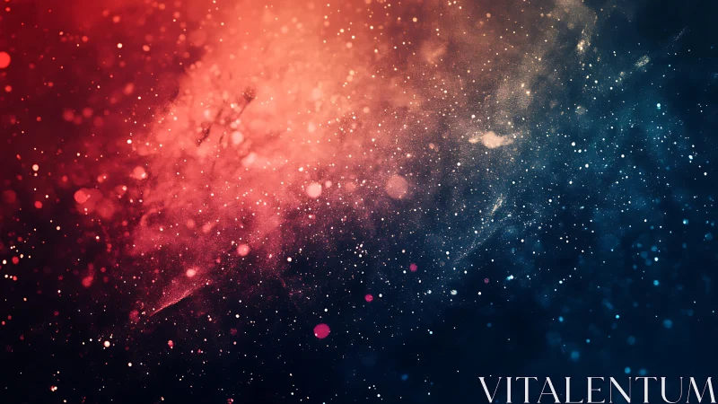 Stardust in motion across warm red and deep blue night.