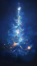 Starborn spiral tree of light swirling through midnight skies.