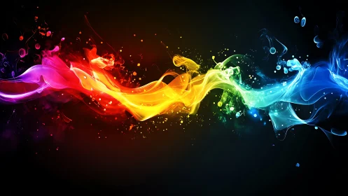 Prismatic smoke river dances across the digital night