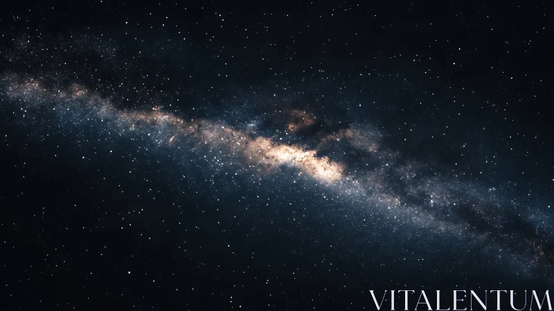 Milky Way core glows across a tranquil star-filled night sky.