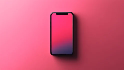 Smartphone mockup with gradient display on pink background.