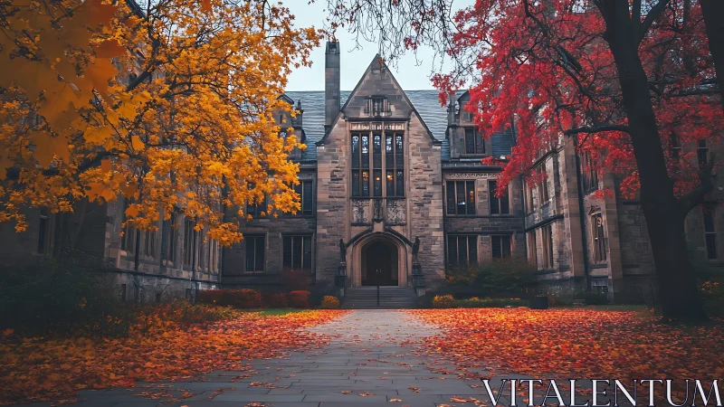 Autumn cloaks the gothic college in a corridor of firelight