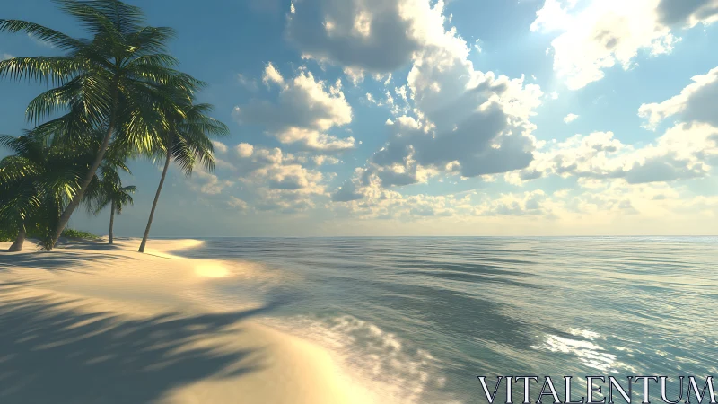 Tropical Shoreline with Volumetric Cloud Rendering and Advanced Lighting Simulation