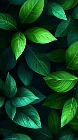 Luminous emerald foliage layered on deep shadowed backdrop.