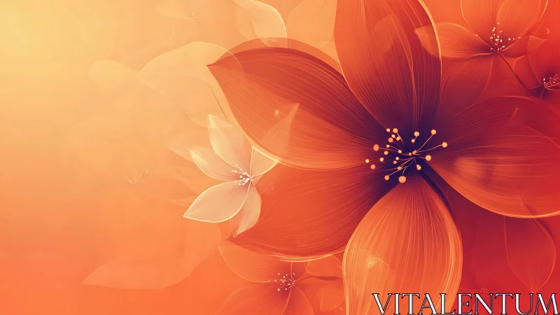 Digital Floral Symphony in Warm Gradient Light.