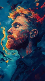 Side-profile male portrait uses directional impasto lighting