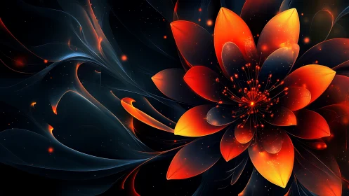 Radiant cosmic flower glows warmly against a deep night sky