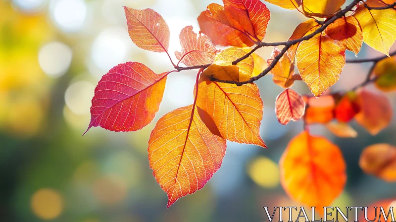 Backlit autumn foliage with macro-detailed venation structure.